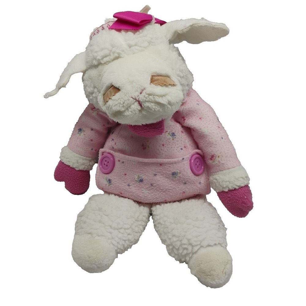 1990 Vintage Shari Lewis 18" Baby Lamb Chop Plush Hand Puppet PJ'S Bow